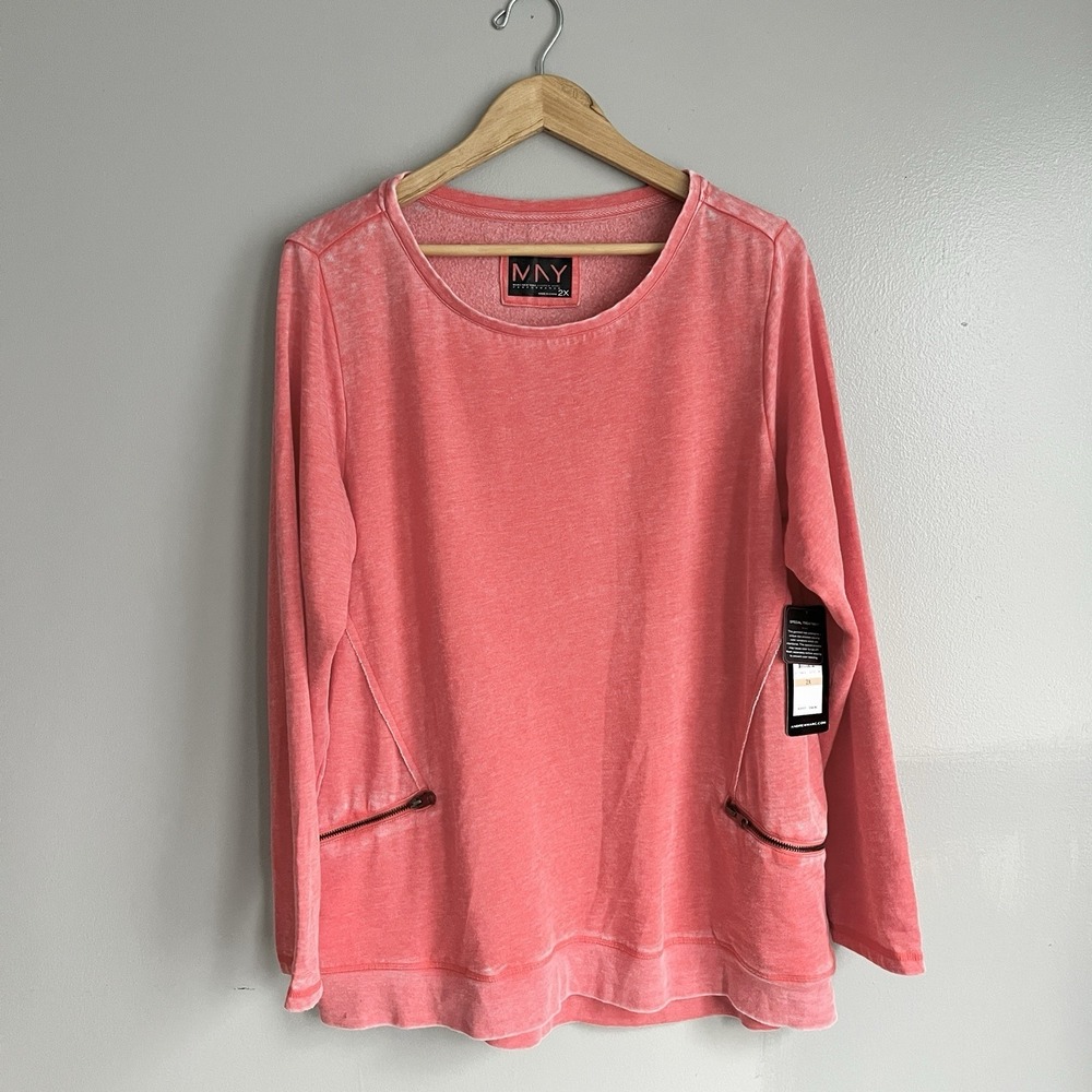 Andrew Marc New York Zip Pocket Pullover Women's Sweater Orange Coral 2X NWT